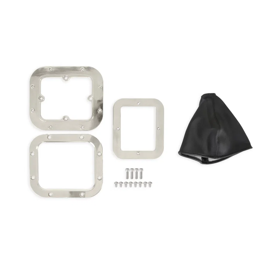 Hurst 115000HST, Billet Shifter Boot and Bezel - Rectangular - Polished Finish