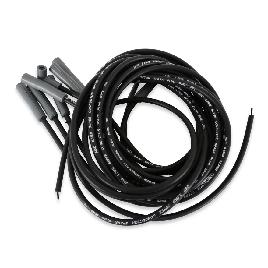 MSD 31523, Single Hemi Wire Set, Super Conductor 8.5mm Wire Set, Black