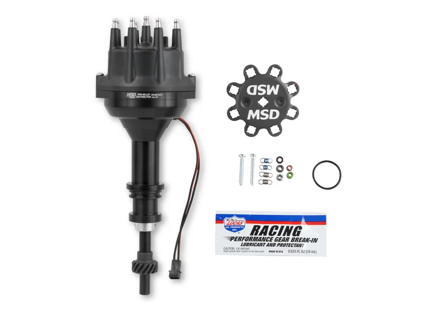 Black Distributor, 351W, Pro-Billet w/Steel Gear for Ford, Mercury and Lincoln