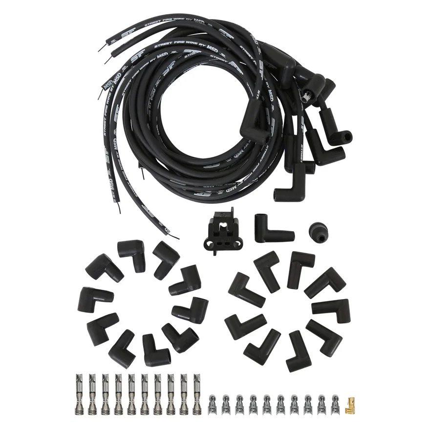 MSD 5553, Street-Fire Wire Set 8 Cyl 90°, Sock/ HEI, Universal