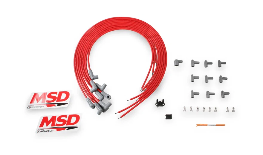 MSD 31229, Super Conductor 8.5mm Spark Plug Wire Set, 8 Cylinder 90° Plug/90° Cap