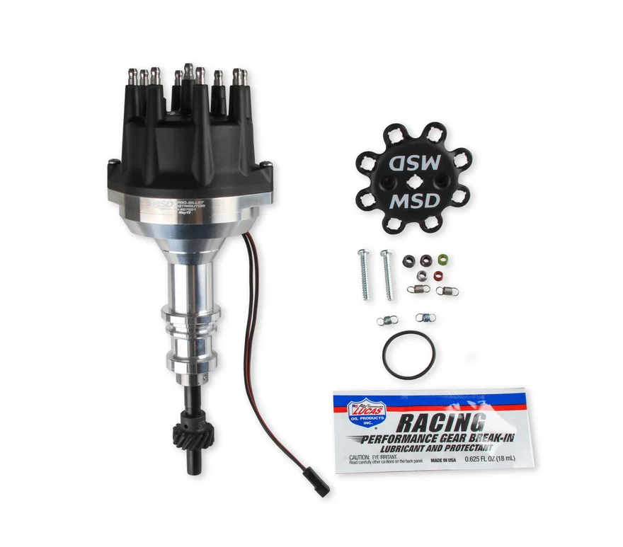 MSD 857951, Distributor Ford 289-302, Pro Billet, Small Black Cap, Steel Gear