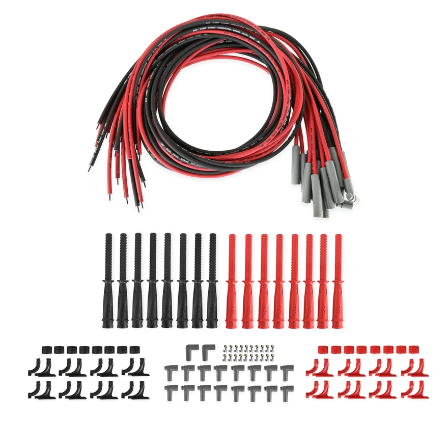 MSD 31559, Dual Plug Hemi Wire Set, Red and Black Super Conductor 8.5mm