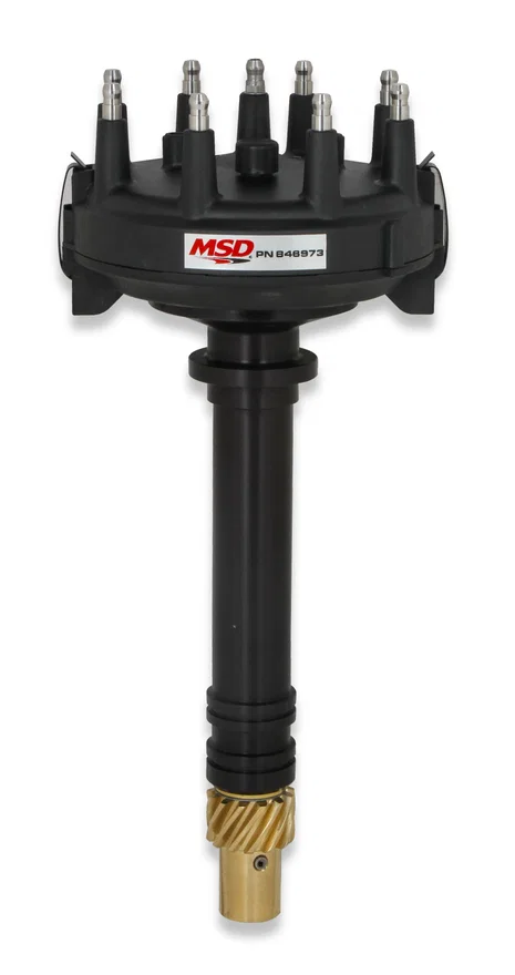 Black Low-Profile Crank Trigger Distributor for Chevrolet, GMC and Pontiac