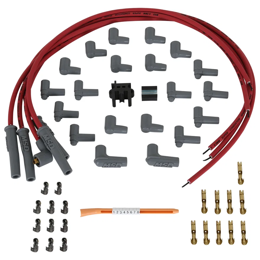 Super Conductor Spark Plug Wire Set 4 Cyl Multi-Angle Plug, Socket/HEI for 130 vehicles