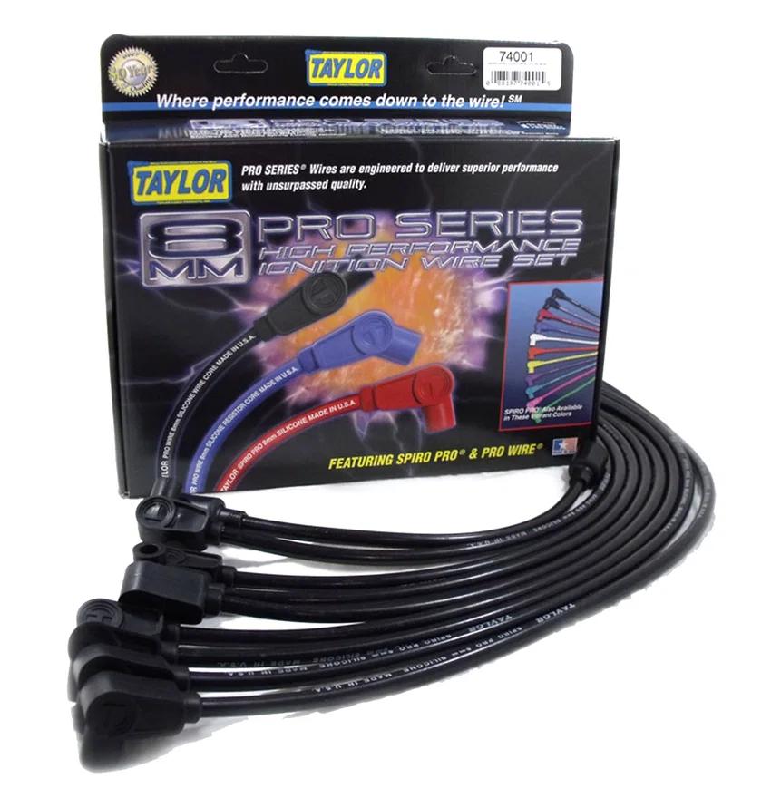 Taylor Cable 74092, 8mm Spiro-Pro custom 8 cyl black for Ford Mustang