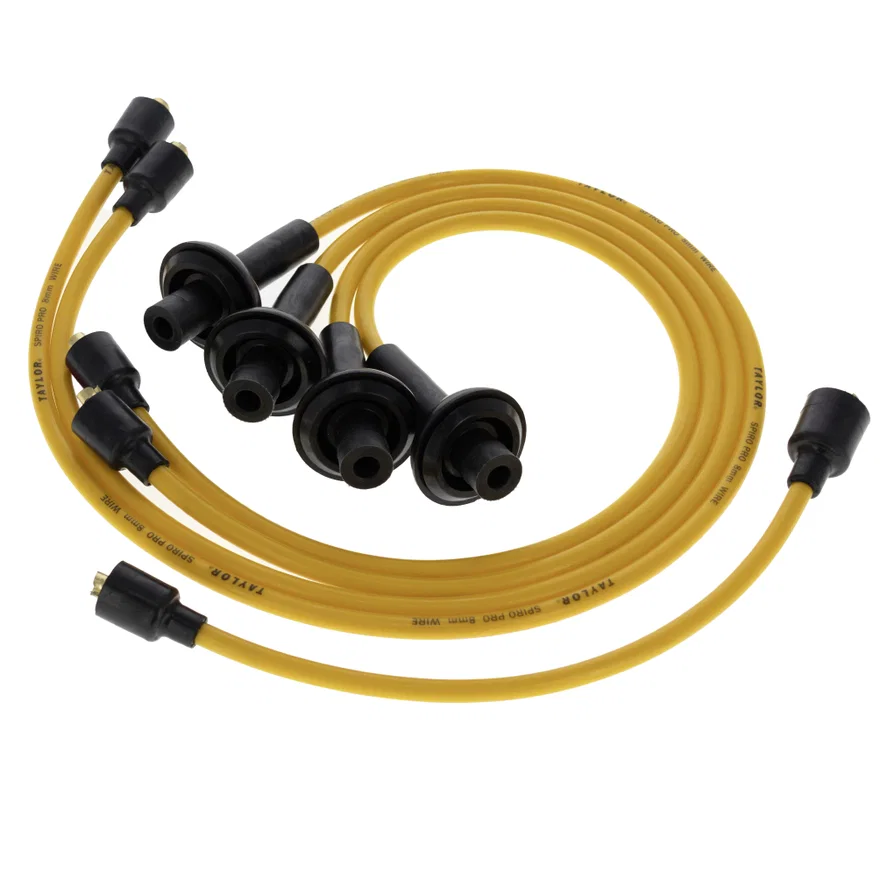 Taylor Cable 74491, 8mm Spiro-Pro custom 4 cyl yellow for Volkswagen