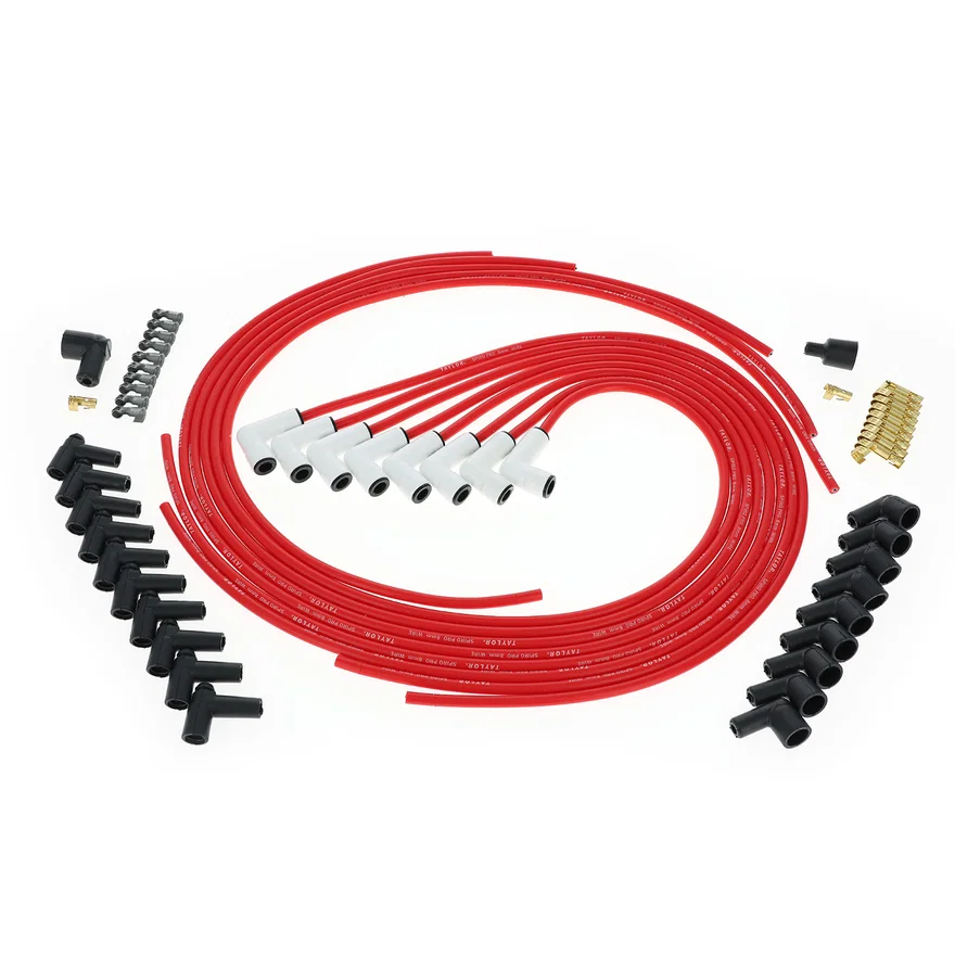 Taylor Cable 75251, 8mm Spiro Pro Ceramic Boot Universal Wire Set 90? Red