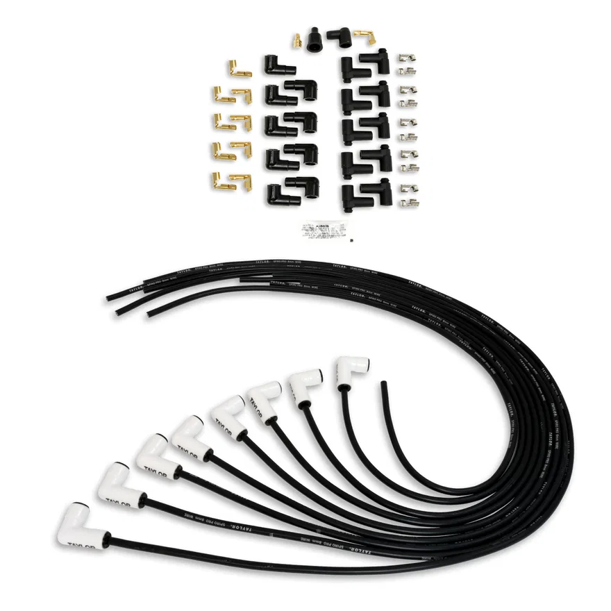 Taylor Cable 75051, 8mm Spiro Pro Ceramic Boot Universal Wire Set 90? Black