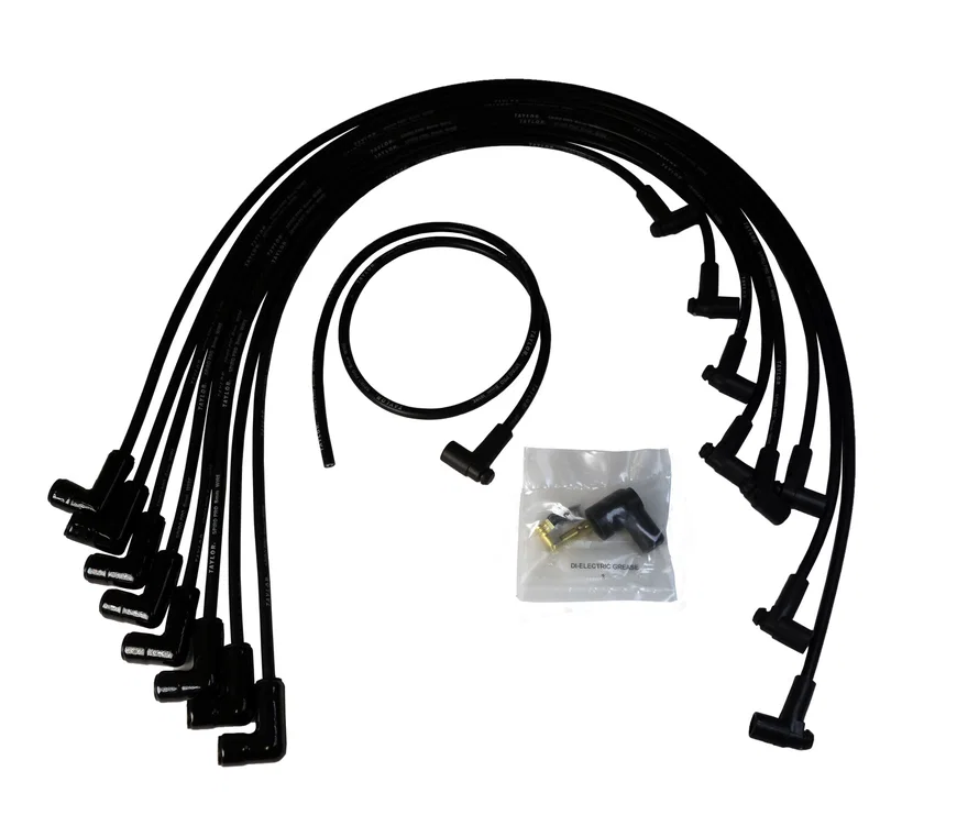 Taylor Cable 75002-B, 8mm Spiro Pro Black Ceramic Boot Race Fit Wire Set 90 Deg Black Wire