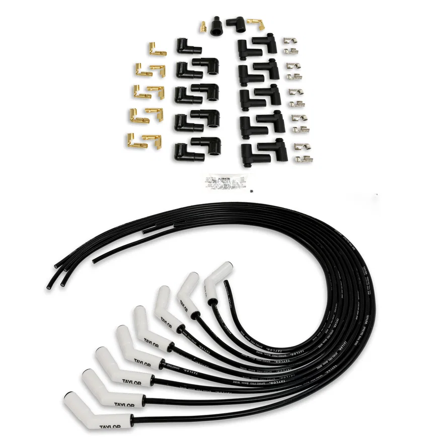 Taylor Cable 75053, 8mm Spiro Pro Ceramic Boot Universal Wire Set 135? Black