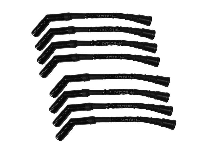 Taylor Cable 85073-SB, 8.2mm ThunderVolt Black Ceramic Ford 7.3L Wire Set with Heat protection Sleeving