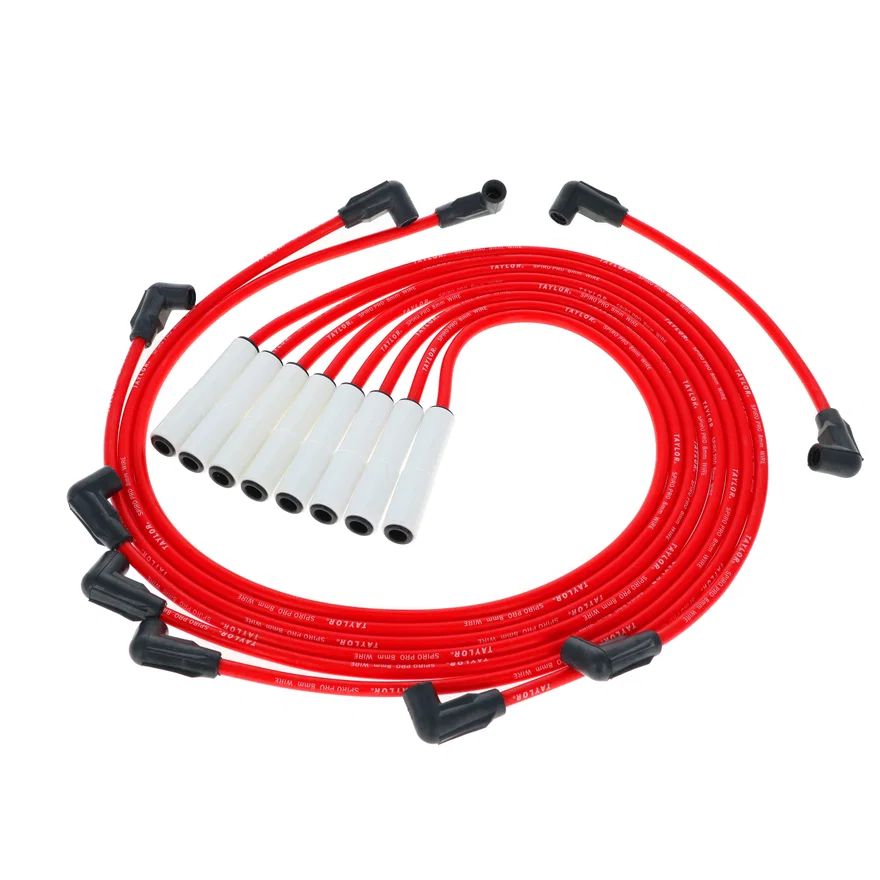 Taylor Cable 75224, 8mm Spiro Pro Ceramic Boot Wire Set 90? Red