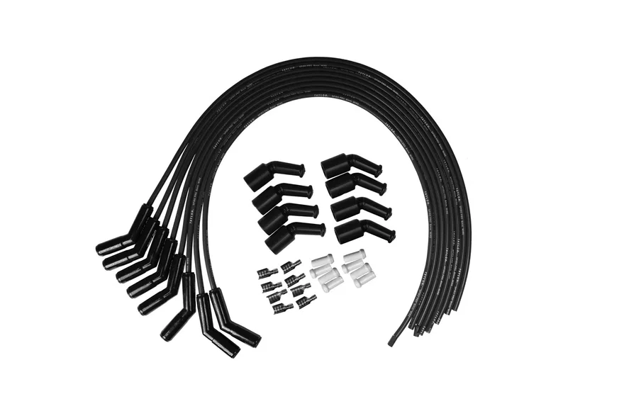 Taylor Cable 75063-B, 8mm Spiro Pro Black Ceramic Boot LS Universal Wire Set 135 Deg Black Wire