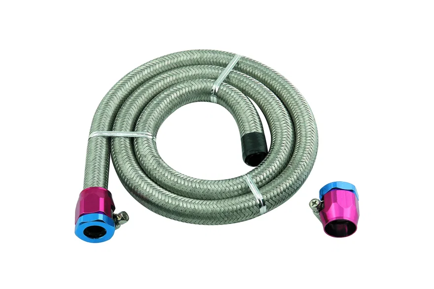 Mr Gasket 1526, Braided Steel Fuel Line Kit - 3/8 Inch x 3 Foot