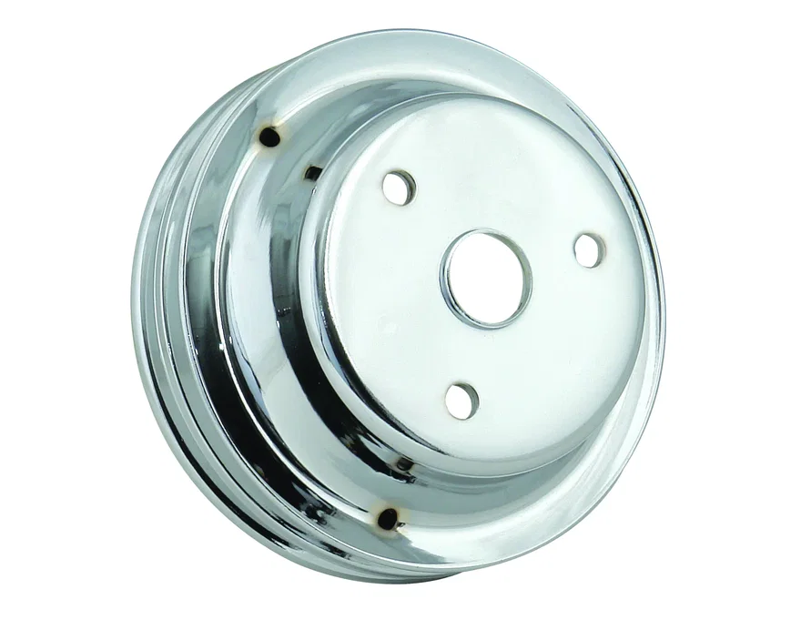 Mr Gasket 4977, Crankshaft Pulley - Chrome - Double Groove