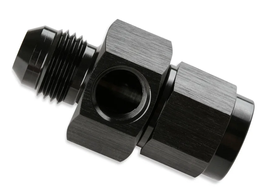 Mr Gasket 400199-BL, 6 AN Male-Female Fuel Pressure Gauge Adapter w/1/8'' NPT Port-Black