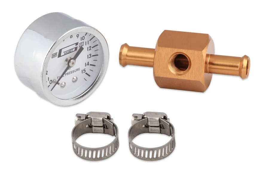 Mr Gasket 1560, Fuel Block with 0-15 PSI Fuel Pressure Gauge