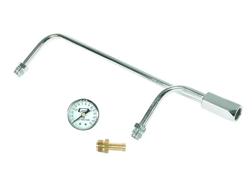 Mr Gasket 1558, Fuel Line Kit with Gauge & Fittings - Chrome