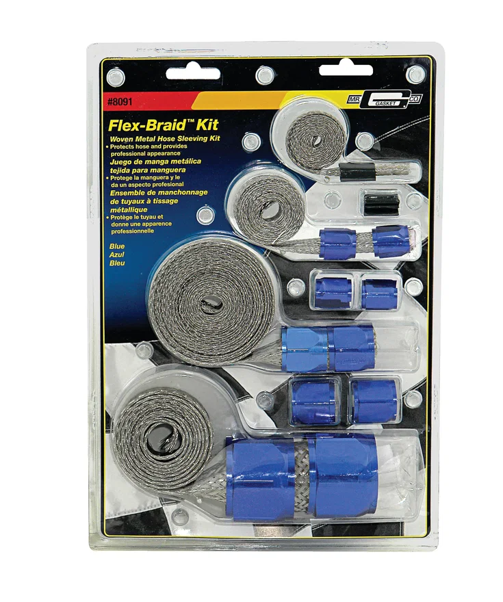 Mr Gasket 8091, Flex-Braid Hose Sleeve Kit - Blue