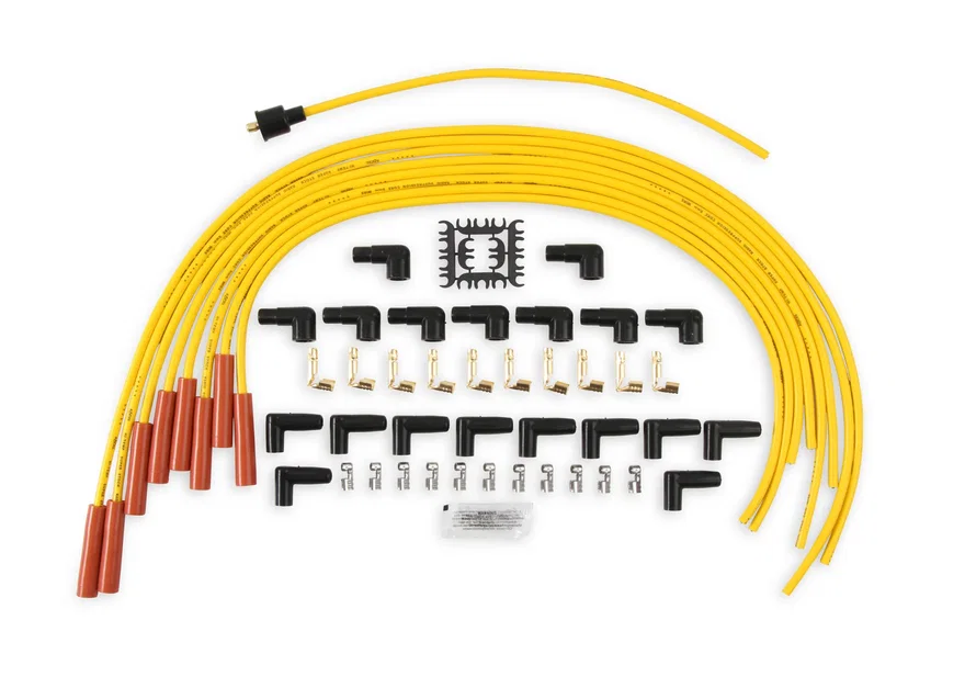Spark Plug Wire Set - 8mm - Yellow with Orange Straight Boots for 331 vehicles