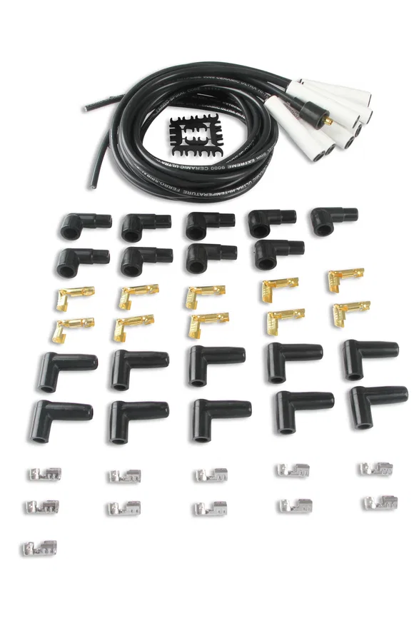 Spark Plug Wire Set - Universal - 180 Deg White Ceramic Boots for 23 vehicles
