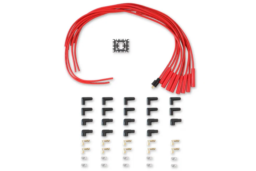 Spark Plug Wire Set- 8mm -  Red Wire with Red Straight Boots for 331 vehicles