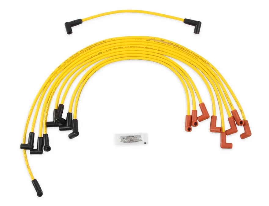 Spark Plug Wire Set - 8mm - Yellow with HEI Stock Style Boots for 78 vehicles