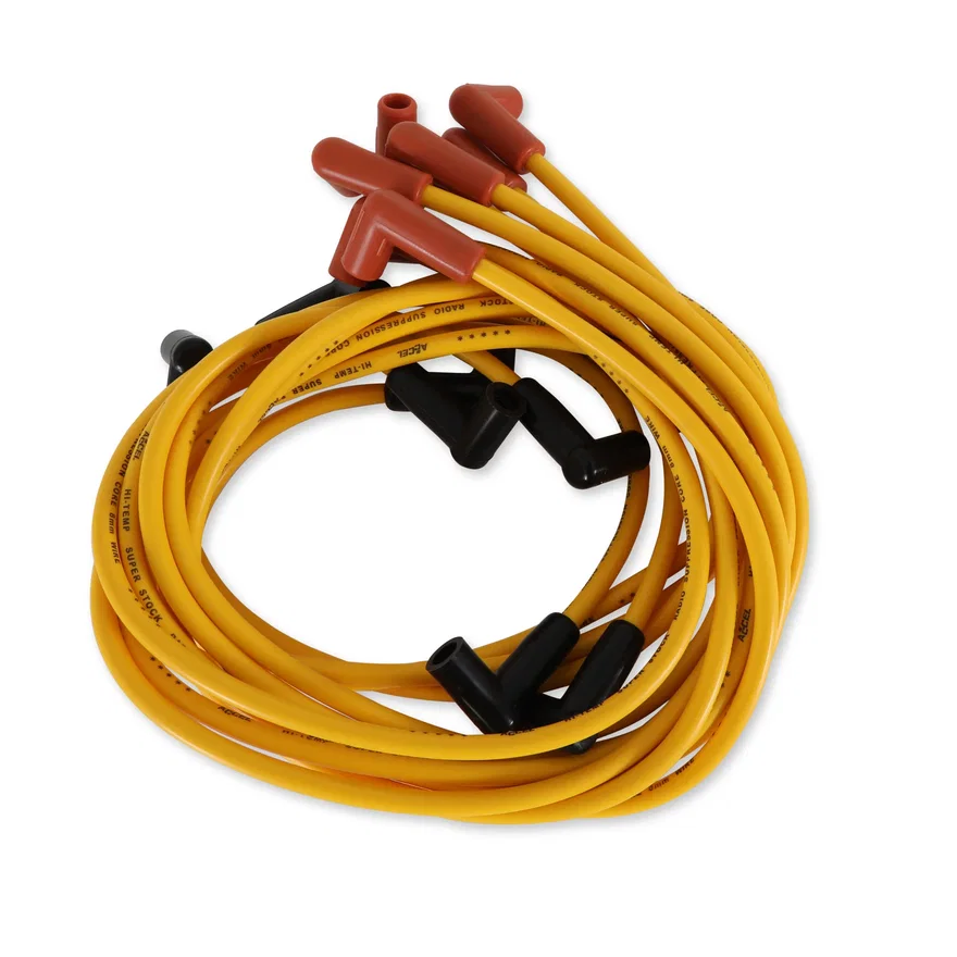 Spark Plug Wire Set- Super Stock Graphite Core 8mm- 5.0/5.7L -Yellow for 1974-1982 Chevrolet Corvette