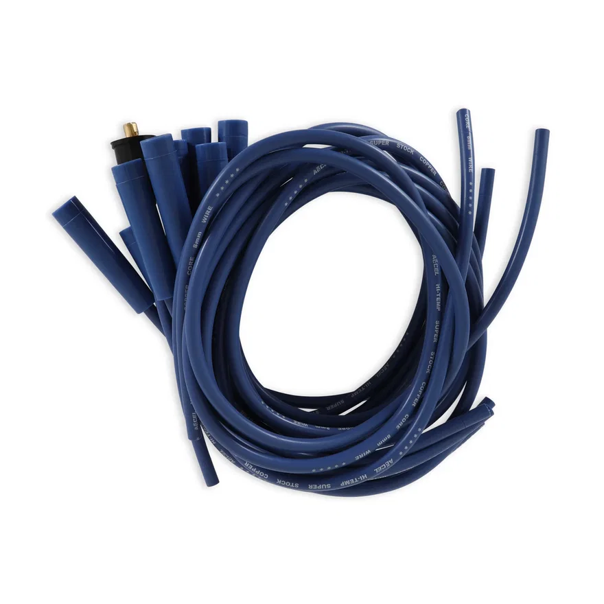 SuperStock 4000 Series V8 Wires, Copper Core, 8mm Blue w/Blue Straight Boots for Chevrolet and American Motors