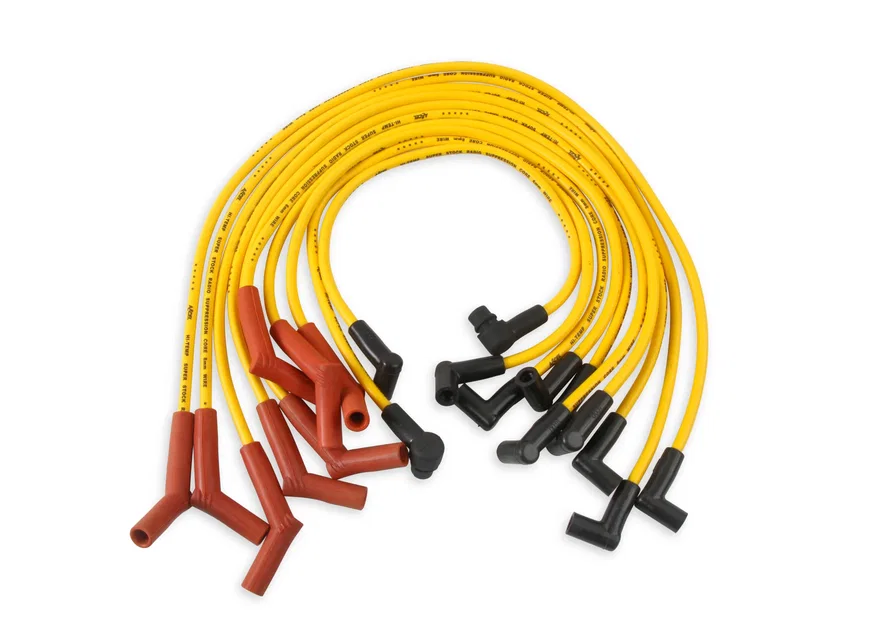 Spark Plug Wire Set- 8mm-Custom with Graphite Core-HEI Stock Style Boots- Yellow for 29 vehicles