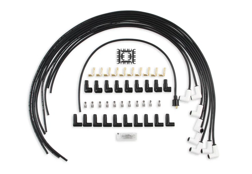Spark Plug Wire Set - Universal - 90 Deg White Ceramic Boots for Mercedes-Benz and Chrysler