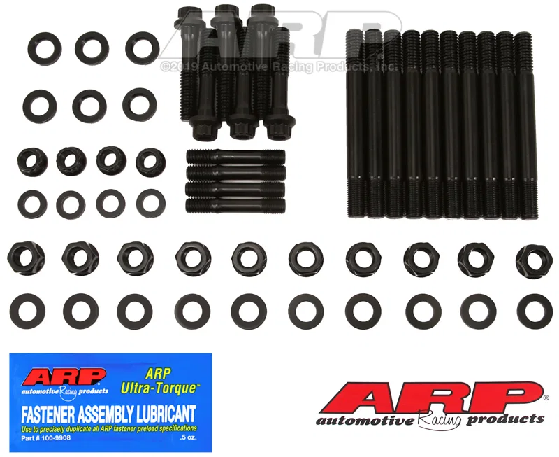 ARP 134-5602, Chevrolet Small Block w/ 4-Bolt Front & Rear Caps Main Stud Kit - Black