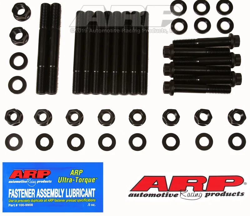 ARP 234-5609, Little M Iron Main Caps 4 Bolt Splayed Main Stud Kit - Black