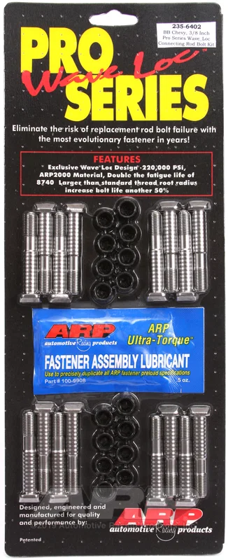 ARP 235-6402, BB Chevy 3/8in pro wave-loc rod bolt kit