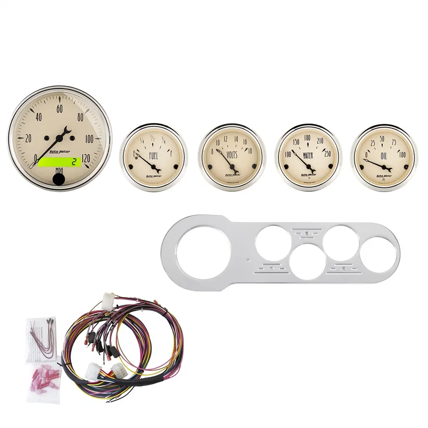 AutoMeter 7042-AB, DIRECT FIT DASH KIT; CHEVY CAR 53-54; MPH/FUEL/OILP/WTMP/BAT; AB