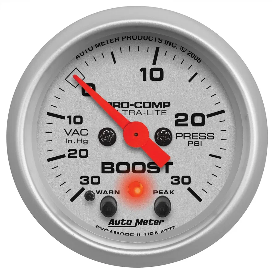 AutoMeter 4377, GAUGE; VAC/BOOST; 2 1/16in.; 30INHG-30PSI; STEPPER MOTOR W/PEAK/WARN; ULTRA-LITE