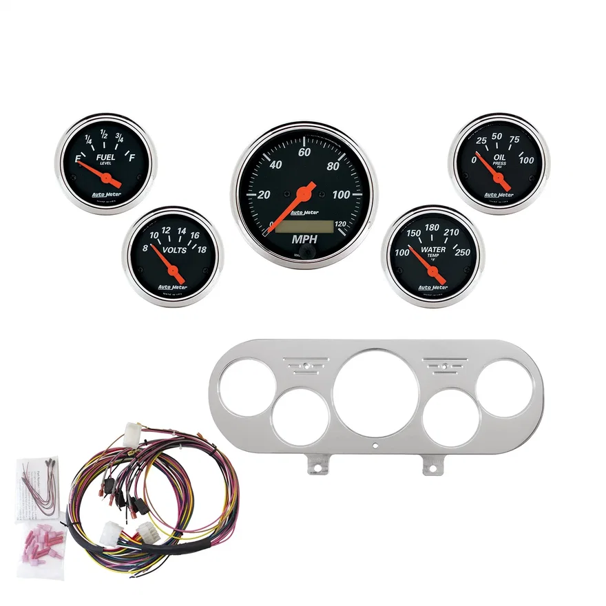 AutoMeter 7044-DB, DIRECT FIT DASH KIT; NOVA 62-65; MPH/FUEL/OILP/WTMP/BAT; DB for Chevrolet Chevy II