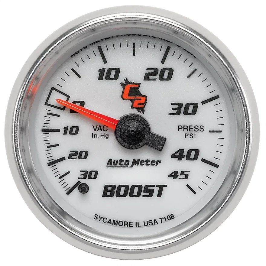 AutoMeter 7108, GAUGE; VAC/BOOST; 2 1/16in.; 30INHG-45PSI; MECHANICAL; C2