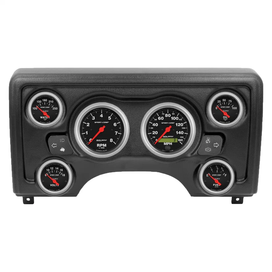AutoMeter 90011-11, DIRECT FIT DASH KIT; (3 3/8in. X2; 2 1/16in. X4) JEEP TJ 97-06; SPORT-COMP