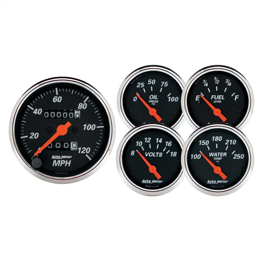 AutoMeter 1420, GAUGE KIT; 5 PC.; 3 1/8in./2 1/16in.; MECH. SPEEDOMETER; DESIGNER BLACK