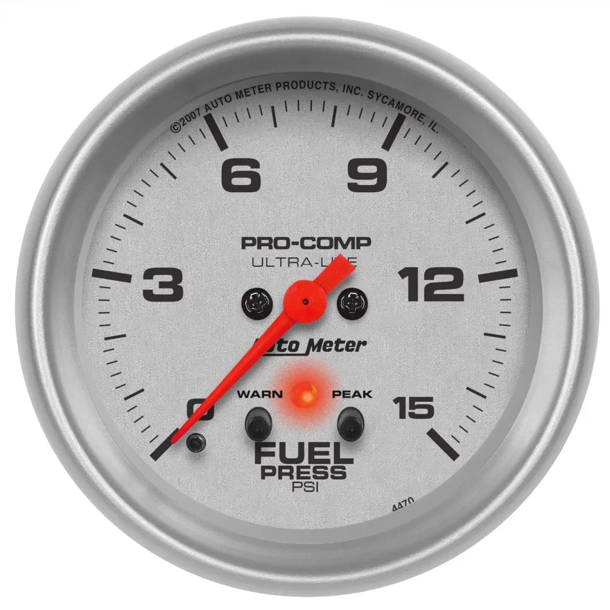 AutoMeter 4470, GAUGE; FUEL PRESS; 2 5/8in.; 15PSI; DIGITAL STEPPER MOTOR W/PK/WRN; ULTRA-LITE