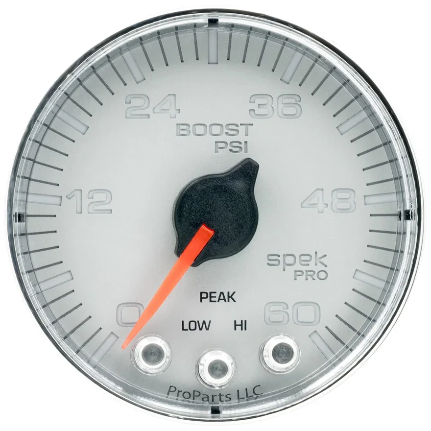 AutoMeter P304218, GAUGE; BOOST; 2 1/16in.; 60PSI; STEPPER MOTOR W/PEAK/WARN; SLVR/CHRM; SPEK-PRO