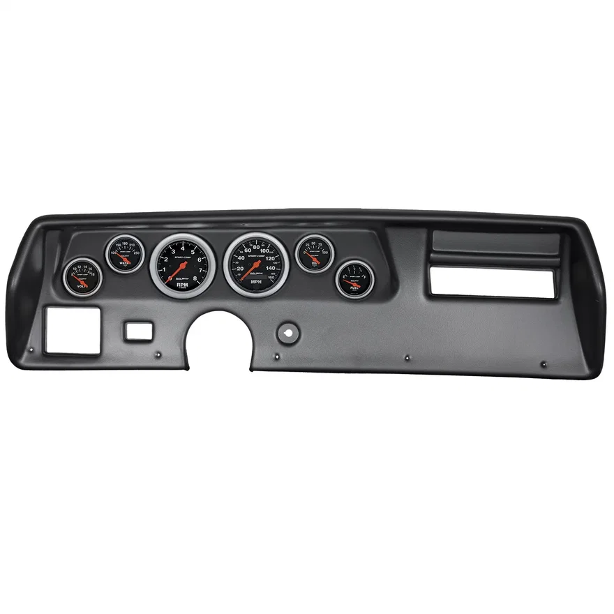 AutoMeter 7026-SC, DIRECT FIT DASH KIT; CHEVELLE/ELCAMINO/MALIBU 70-72; RPM/MPH/FUEL/OILP/WTMP/VOLT for Chevrolet