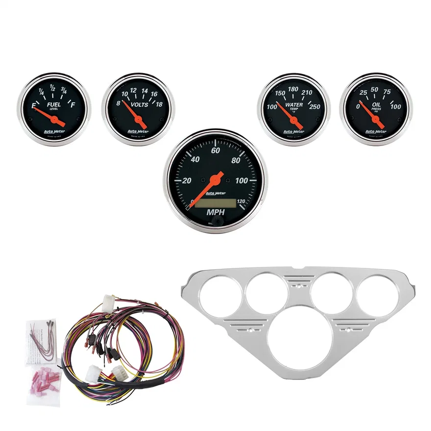 AutoMeter 7036-DB, DIRECT FIT DASH KIT; CHEVY TRUCK 55-59; MPH/FUEL/OILP/WTMP/BAT; DB