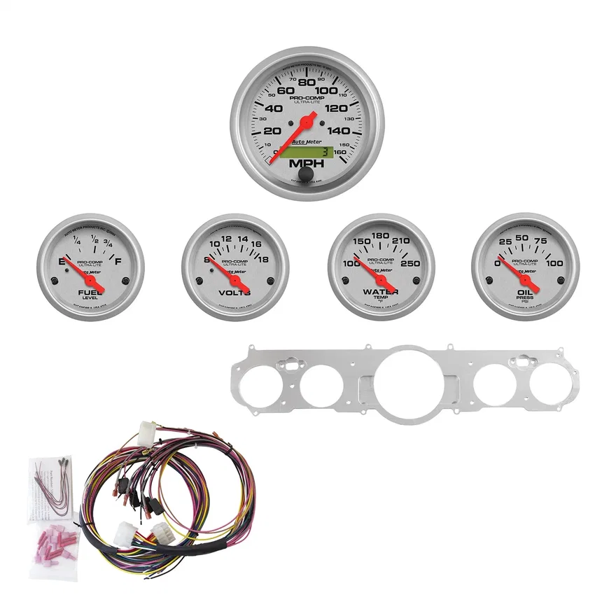 AutoMeter 7035-UL, DIRECT FIT DASH KIT; MUSTANG 65-66; MPH/FUEL/OILP/WTMP/BAT; UL
