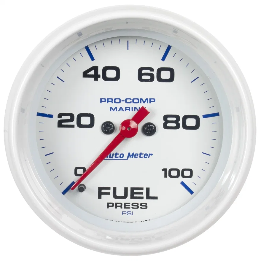 AutoMeter 200851, GAUGE; FUEL PRESSURE; 2 5/8in.; 100PSI; DIGITAL STEPPER MOTOR; MARINE WHITE