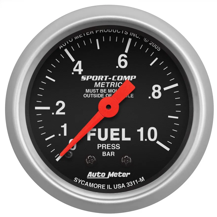AutoMeter 3311-M, GAUGE; FUEL PRESSURE; 2 1/16in.; 1.0BAR; MECHANICAL; SPORT-COMP