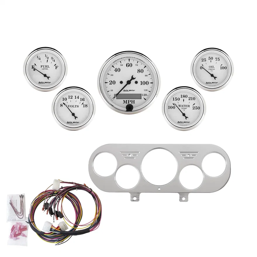 AutoMeter 7044-OTW, DIRECT FIT DASH KIT; NOVA 62-65; MPH/FUEL/OILP/WTMP/BAT; OTW for Chevrolet Chevy II