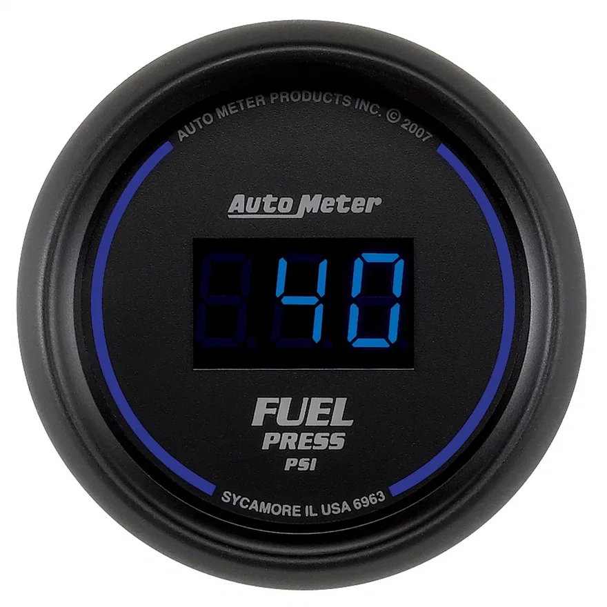 AutoMeter 6963, GAUGE; FUEL PRESSURE; 2 1/16in.; 100PSI; DIGITAL; BLACK DIAL W/BLUE LED